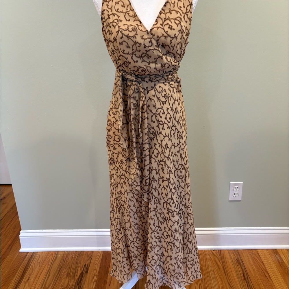 Ralph Lauren Tan and Black Patterned Maxi Dress